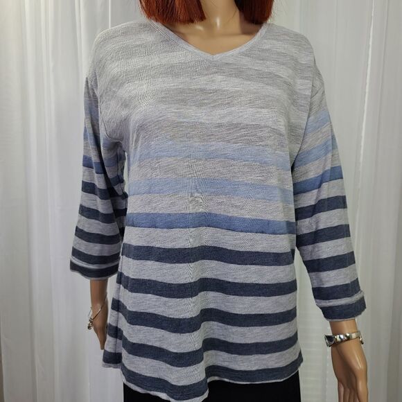 Chico's Weekends Comfy Stripe Top 4 - Picture 6 of 7